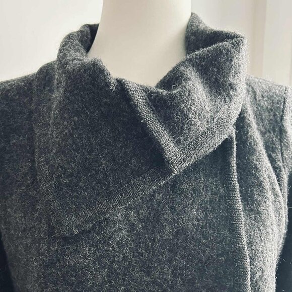 Paul Costelloe Charcoal Wool Felt Minimalist Jacket with Fold Collar – US 8 - Picture 11 of 12